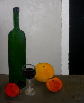 Bouteille verre et fruits - Michel Champion