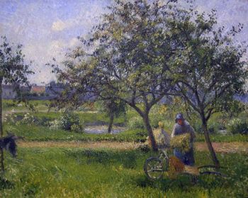 Reproduction tableau de Camille pissaro, le verger, la brouette